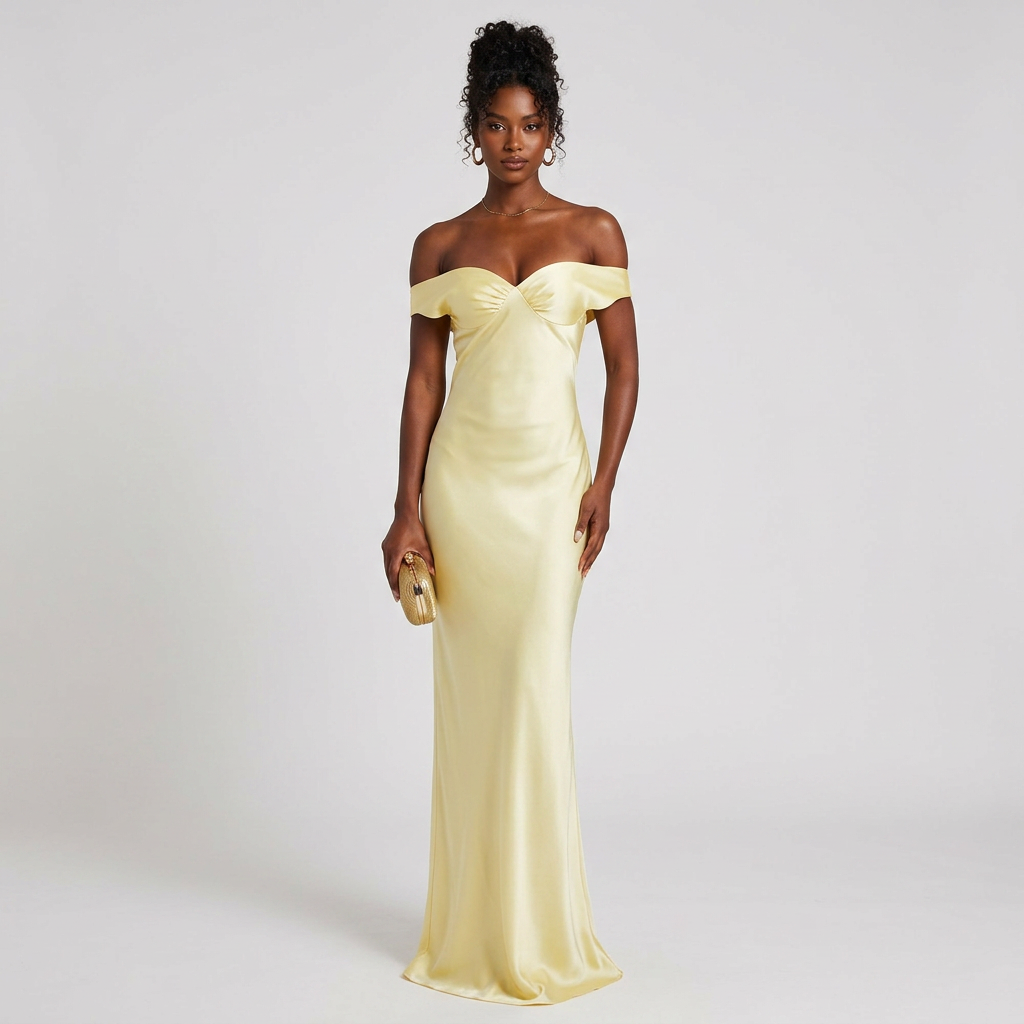 Elegant Off-Shoulder Yellow Maxi Dress