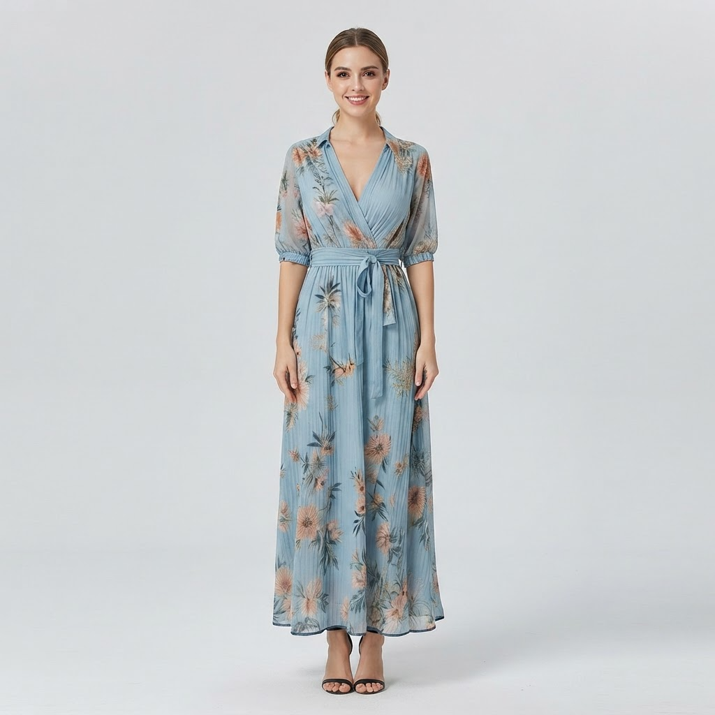 Stacey Classic Short Sleeve Dress with Flared A-Line Skirt