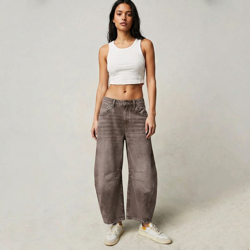 High Waist Barrel Leg Relaxed Fit Jeans