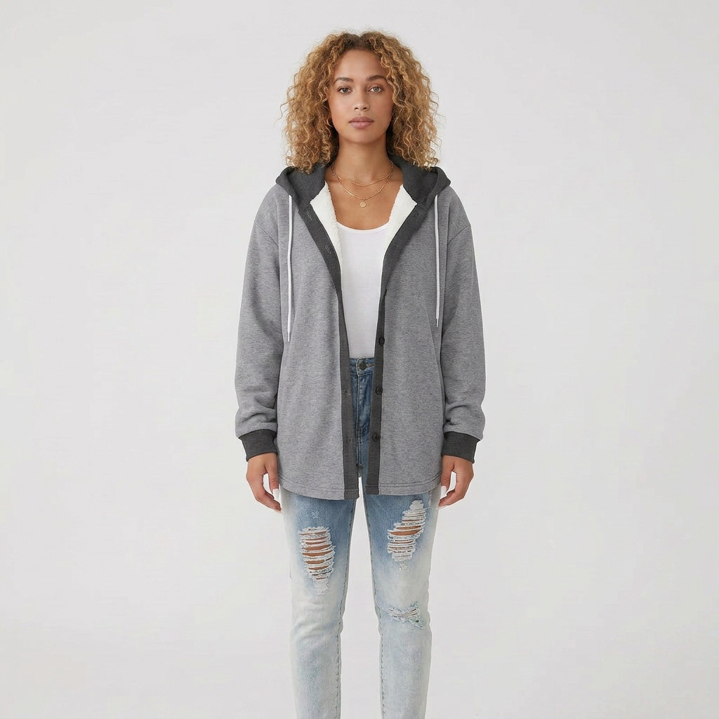 Long Sleeve Checkered Pattern Lined Knit Cardigan