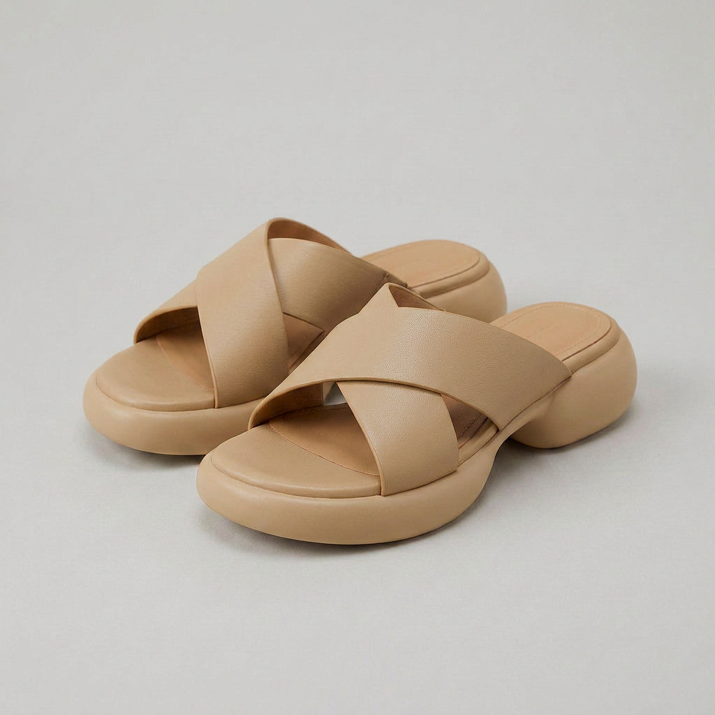 Clara Soft Leather Cross-Band Sandals with Adjustable Buckle