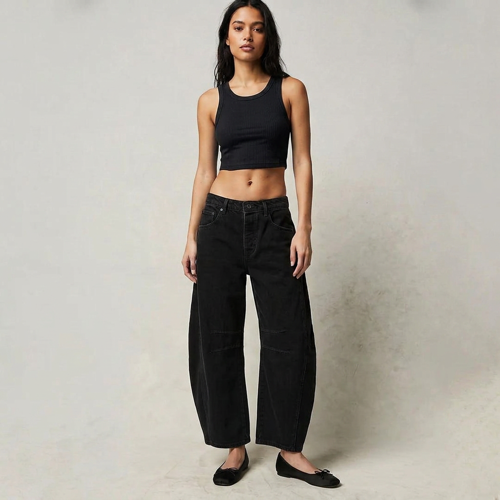 High Waist Barrel Leg Relaxed Fit Jeans