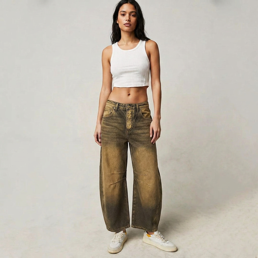 High Waist Barrel Leg Relaxed Fit Jeans