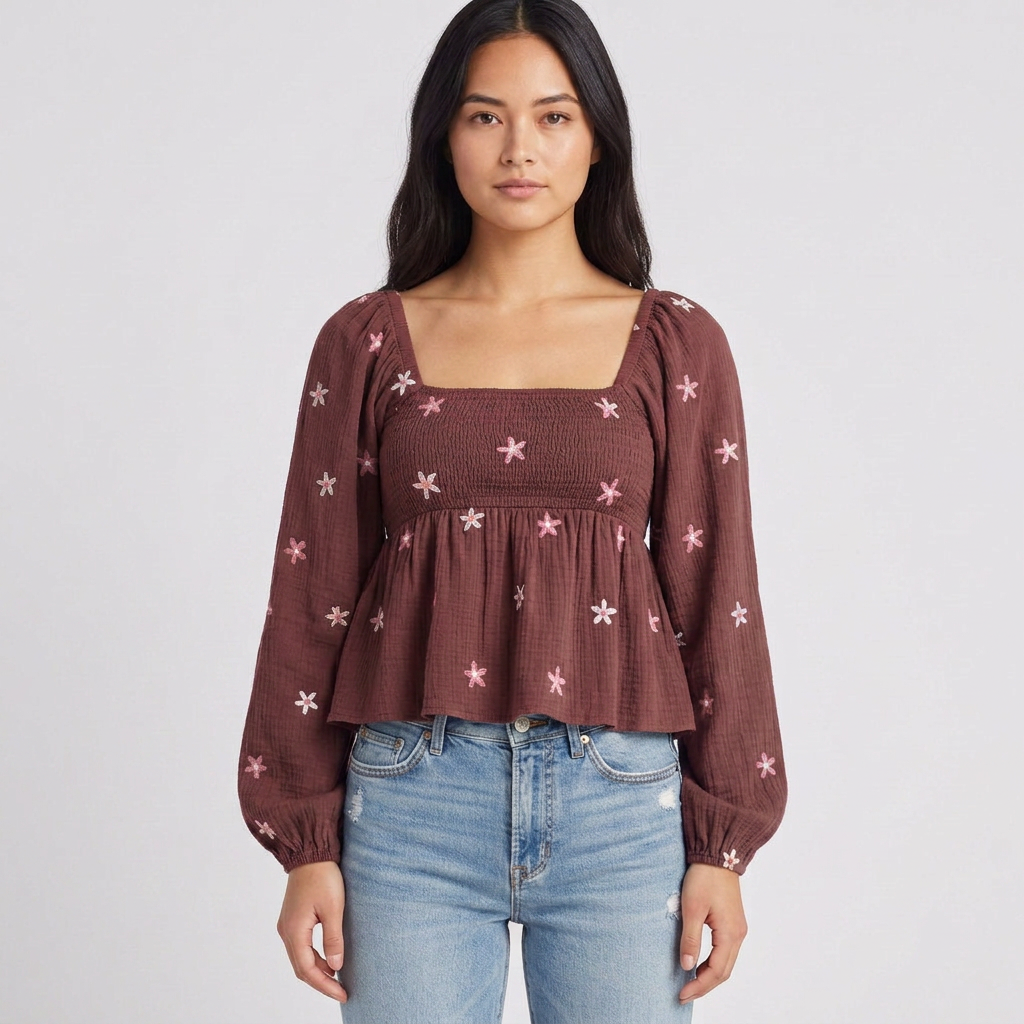 Elara Floral Smocked Peplum Blouse