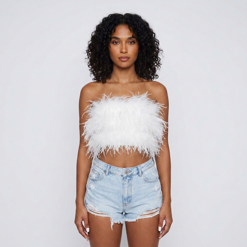 Strapless Feather Corset Top