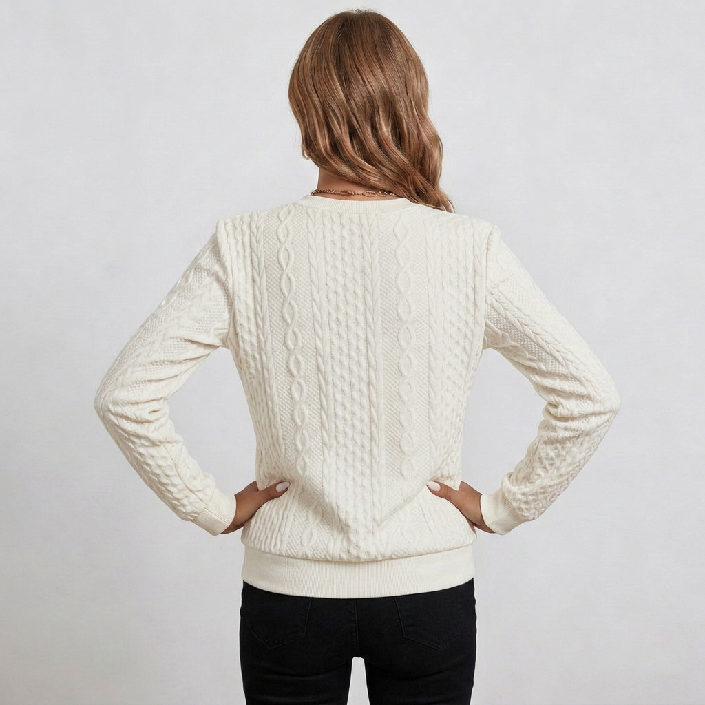 Cowl Neck Relaxed Fit Long Sleeve Knit Sweater