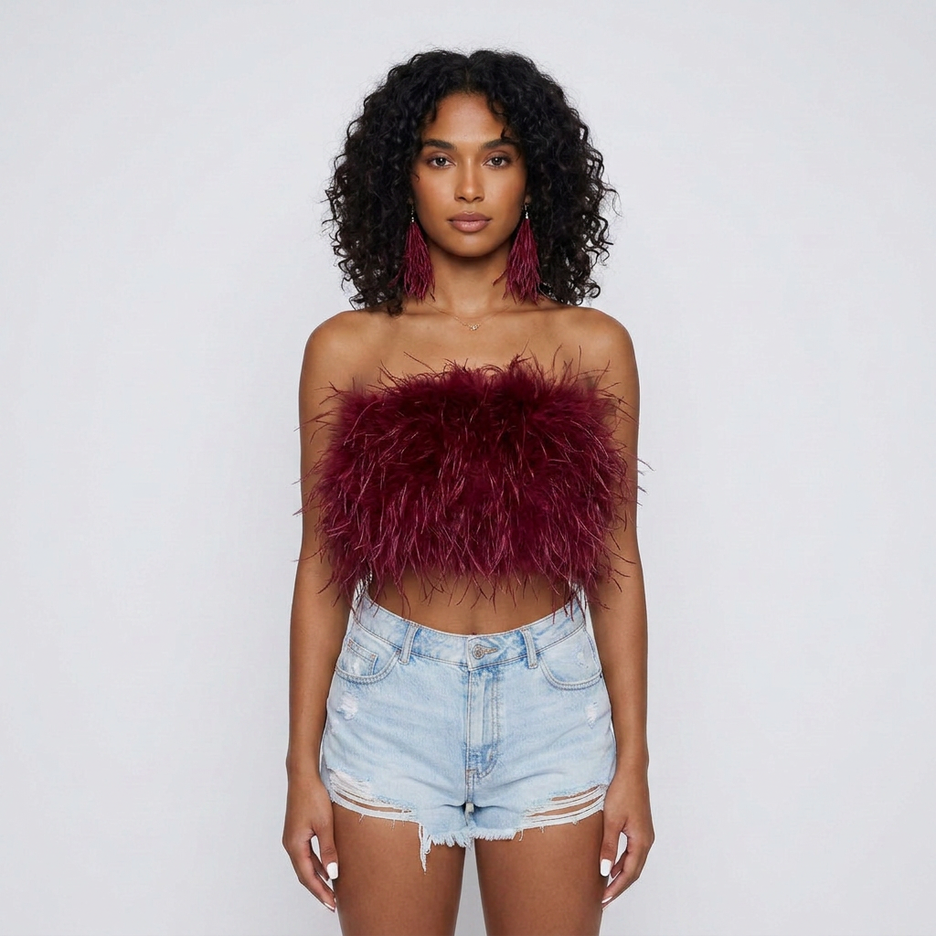 Strapless Feather Corset Top