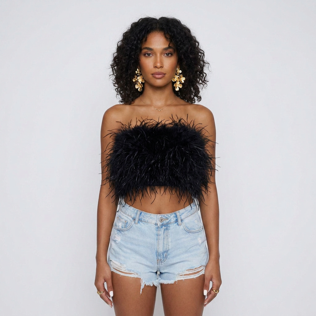 Strapless Feather Corset Top