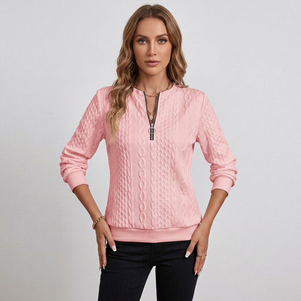 Cowl Neck Relaxed Fit Long Sleeve Knit Sweater