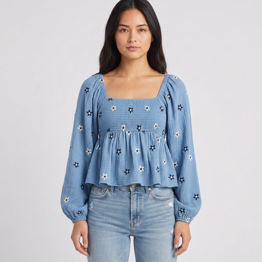 Elara Floral Smocked Peplum Blouse