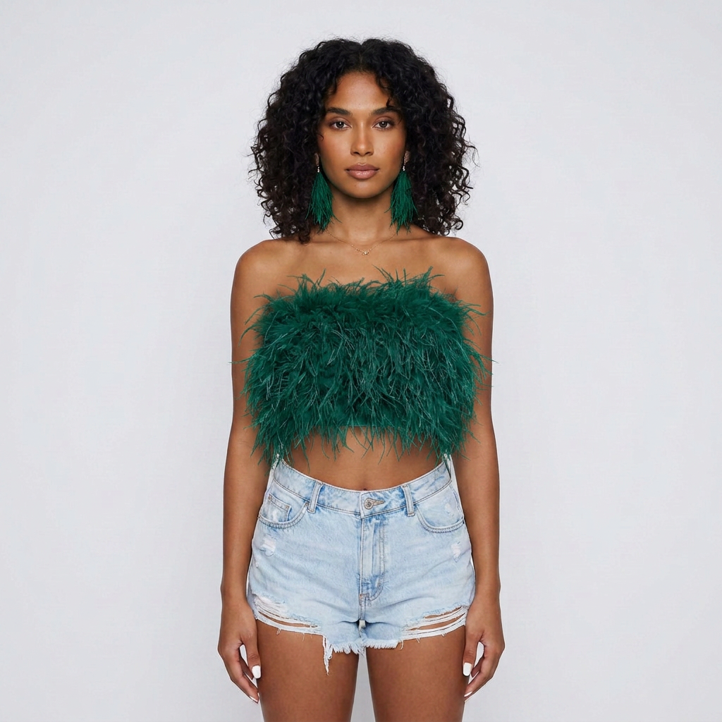 Strapless Feather Corset Top