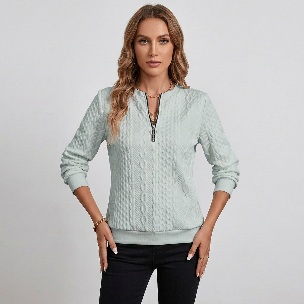 Cowl Neck Relaxed Fit Long Sleeve Knit Sweater