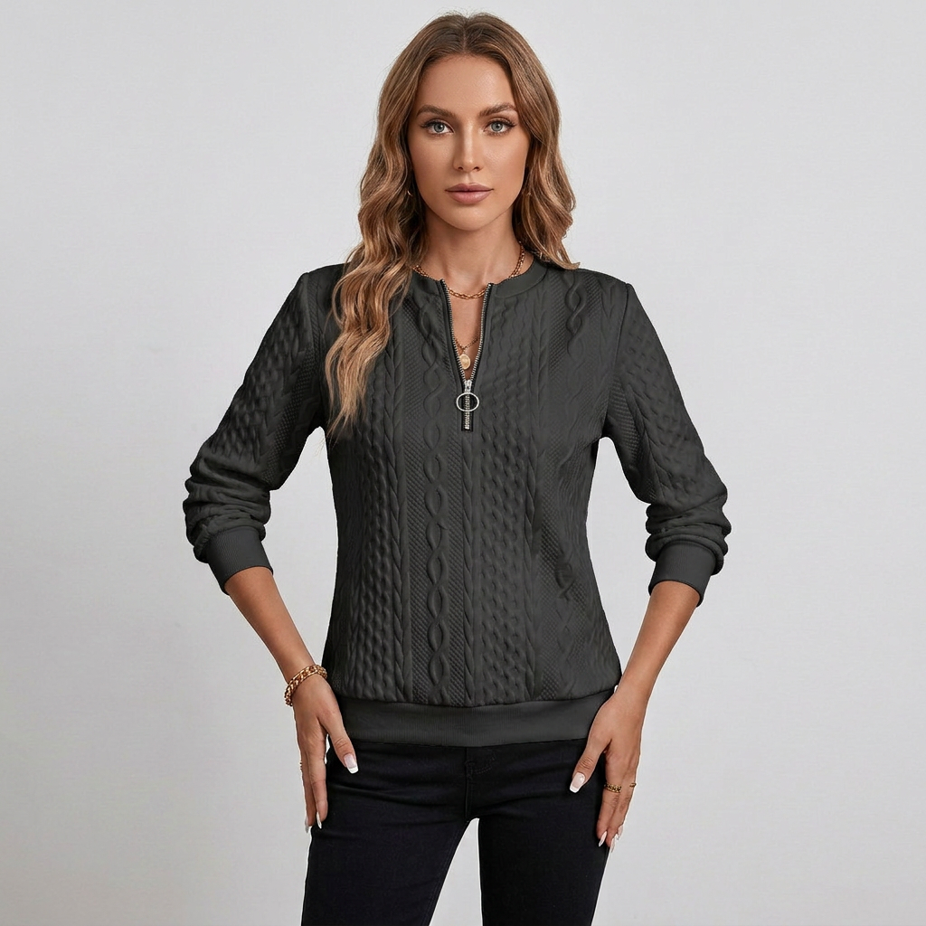 Cowl Neck Relaxed Fit Long Sleeve Knit Sweater