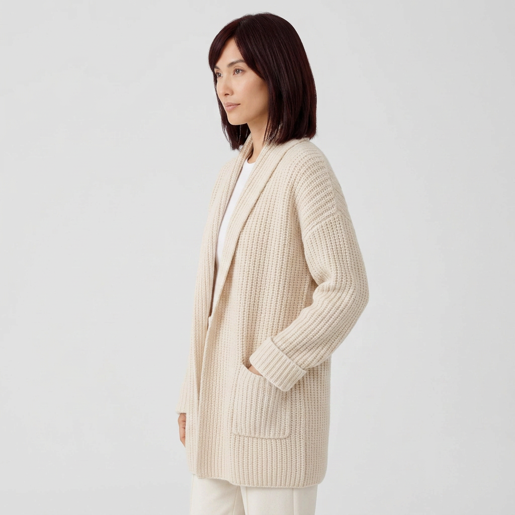 Open Knit Long Sleeve Loose Cardigan Sweater