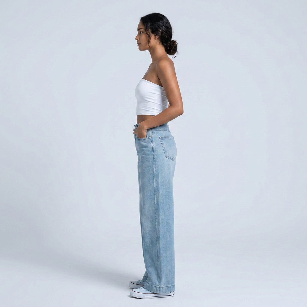 Women's High-Waist Wide-Leg Loose Denim Jeans
