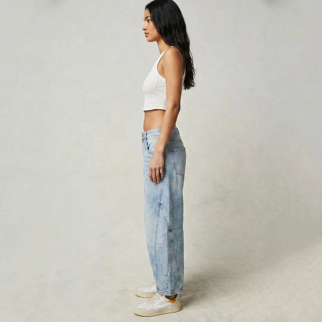 High Waist Barrel Leg Relaxed Fit Jeans