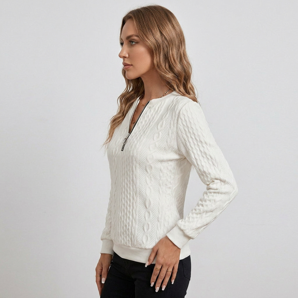 Cowl Neck Relaxed Fit Long Sleeve Knit Sweater