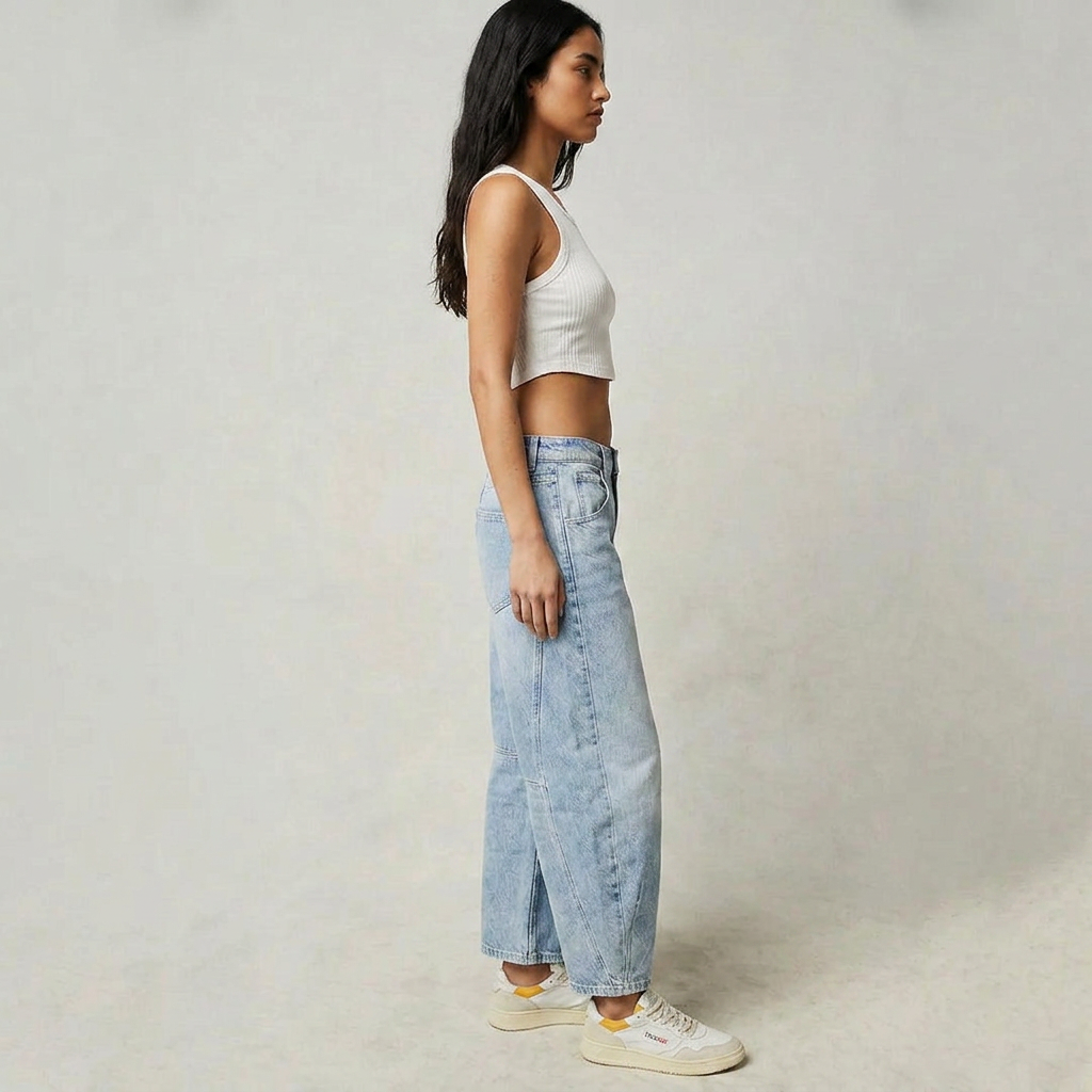 High Waist Barrel Leg Relaxed Fit Jeans