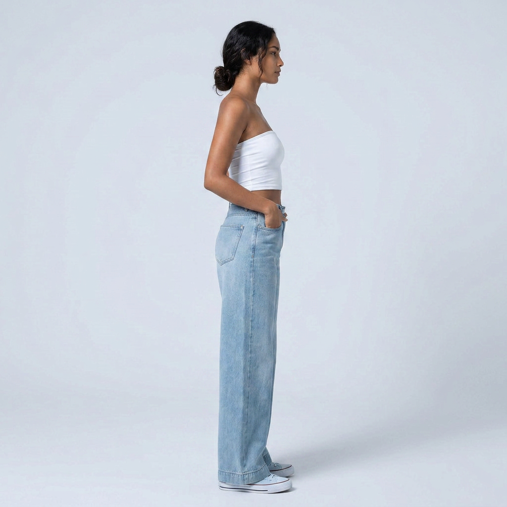 Women's High-Waist Wide-Leg Loose Denim Jeans