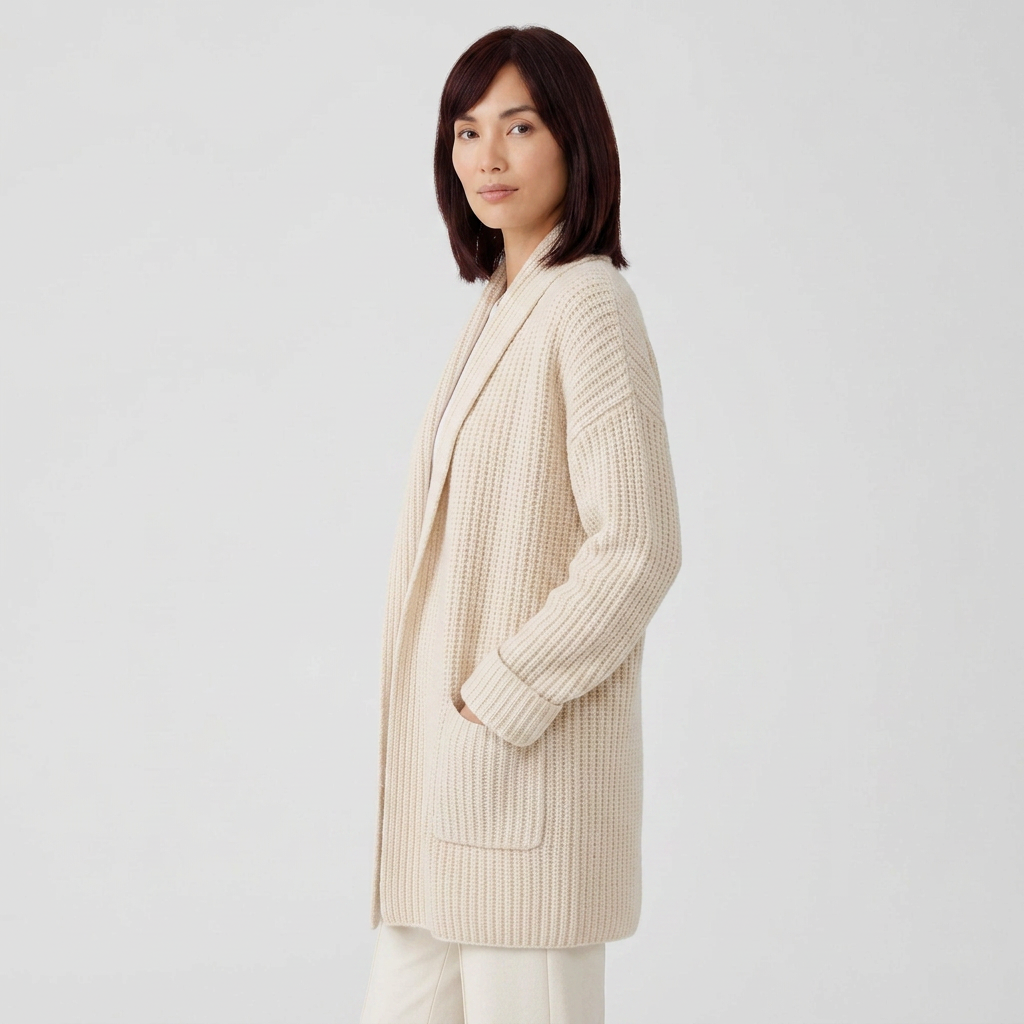 Open Knit Long Sleeve Loose Cardigan Sweater