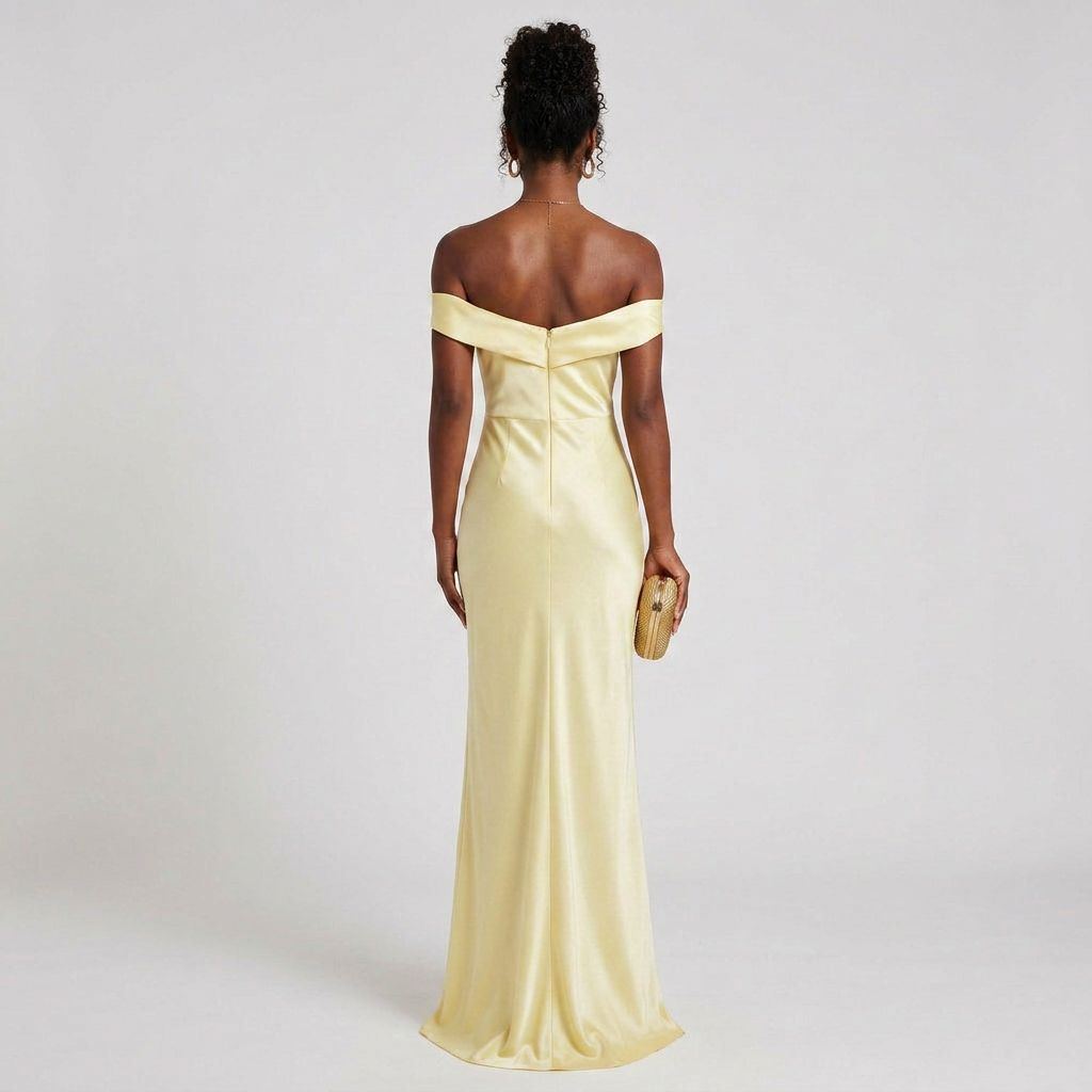 Elegant Off-Shoulder Yellow Maxi Dress