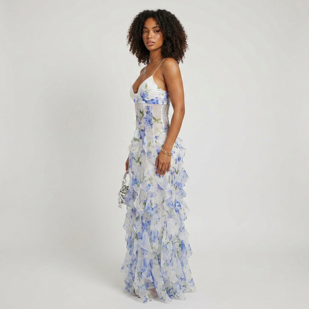 Emberly Floral Ruffle Sleeveless Maxi Dress