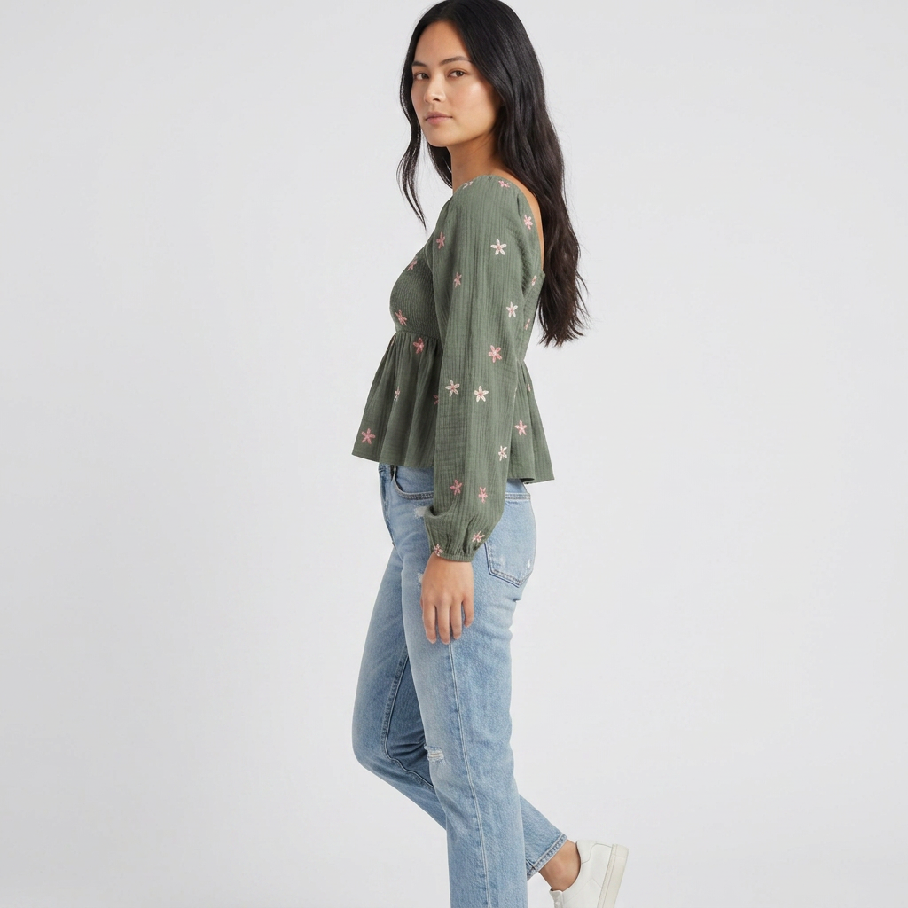 Elara Floral Smocked Peplum Blouse