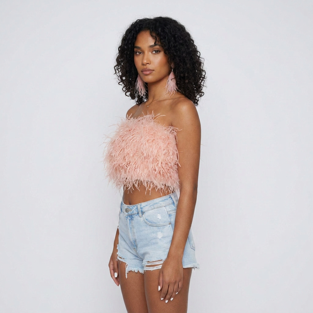 Strapless Feather Corset Top
