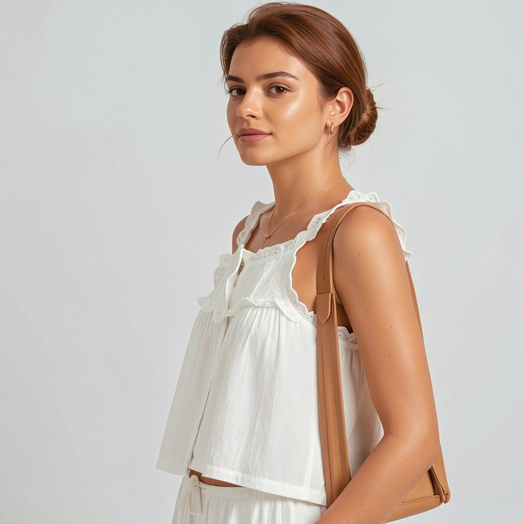 Boho Lace Ruffle Trim Crop Tank Top