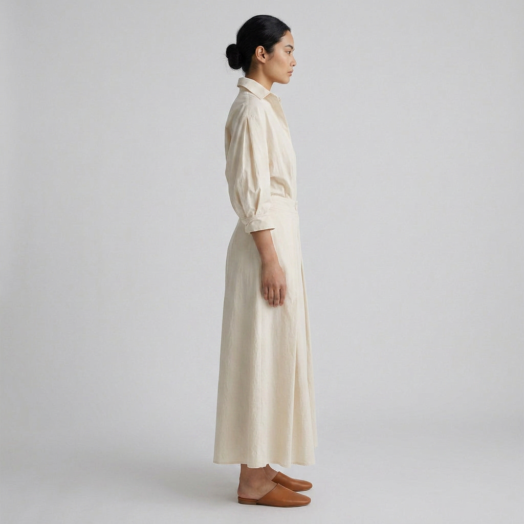 Elegant Long Sleeve Button-Front Maxi Dress
