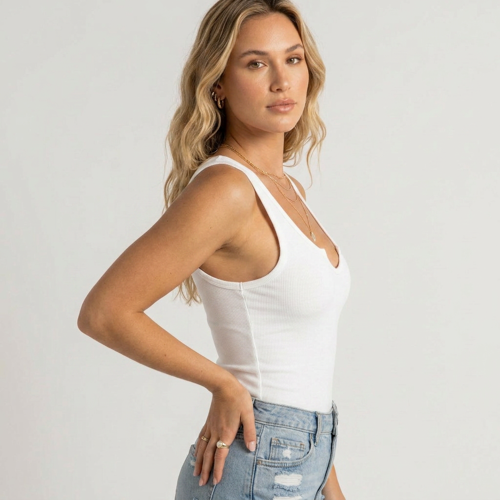Essential Ribbed U-Neck Slim Fit Tank Top
