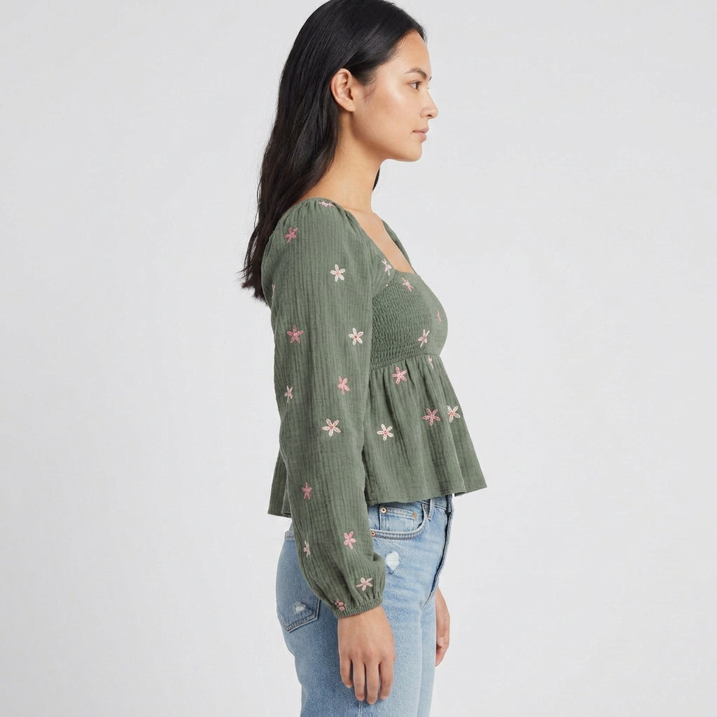 Elara Floral Smocked Peplum Blouse