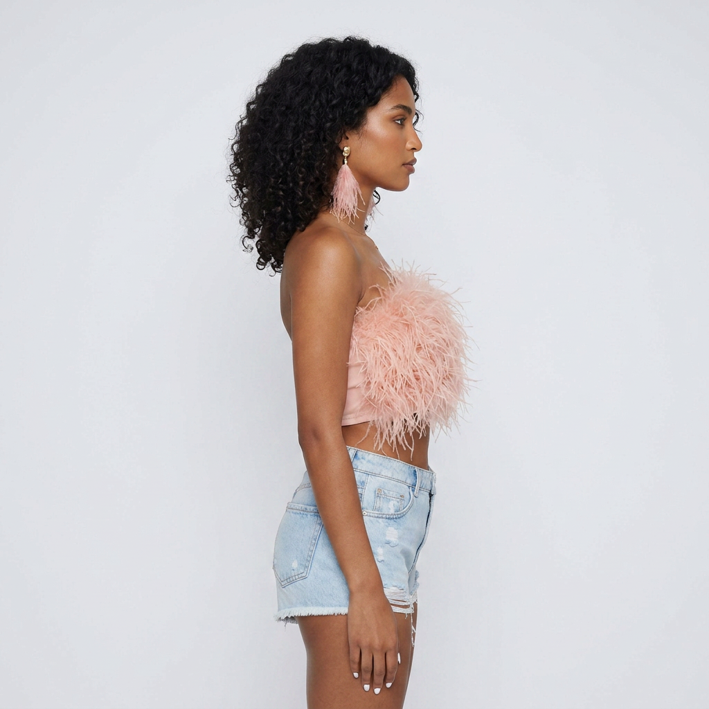 Strapless Feather Corset Top