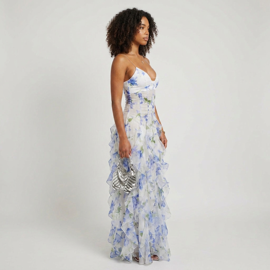 Emberly Floral Ruffle Sleeveless Maxi Dress