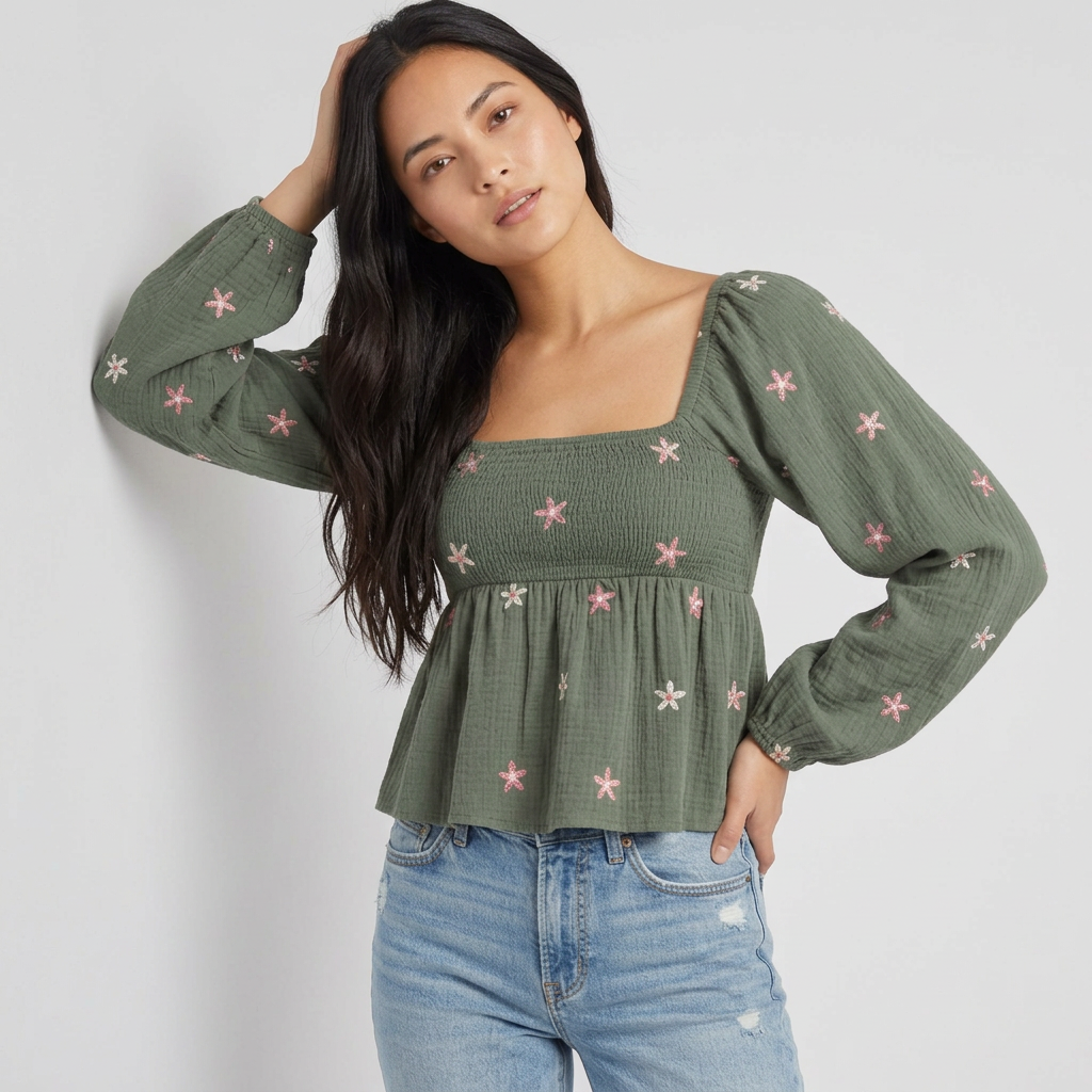 Elara Floral Smocked Peplum Blouse
