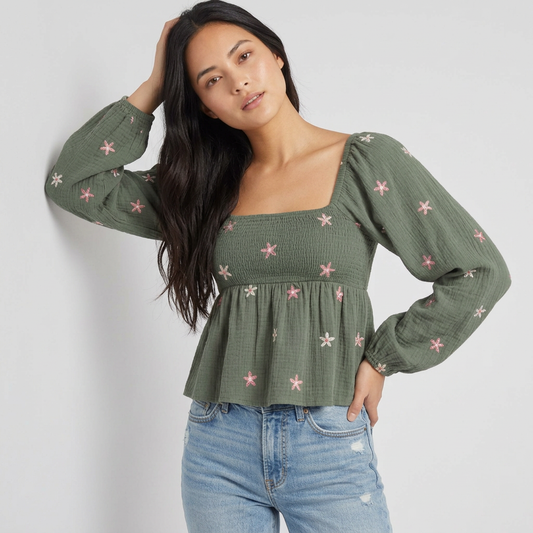 Elara Floral Smocked Peplum Blouse