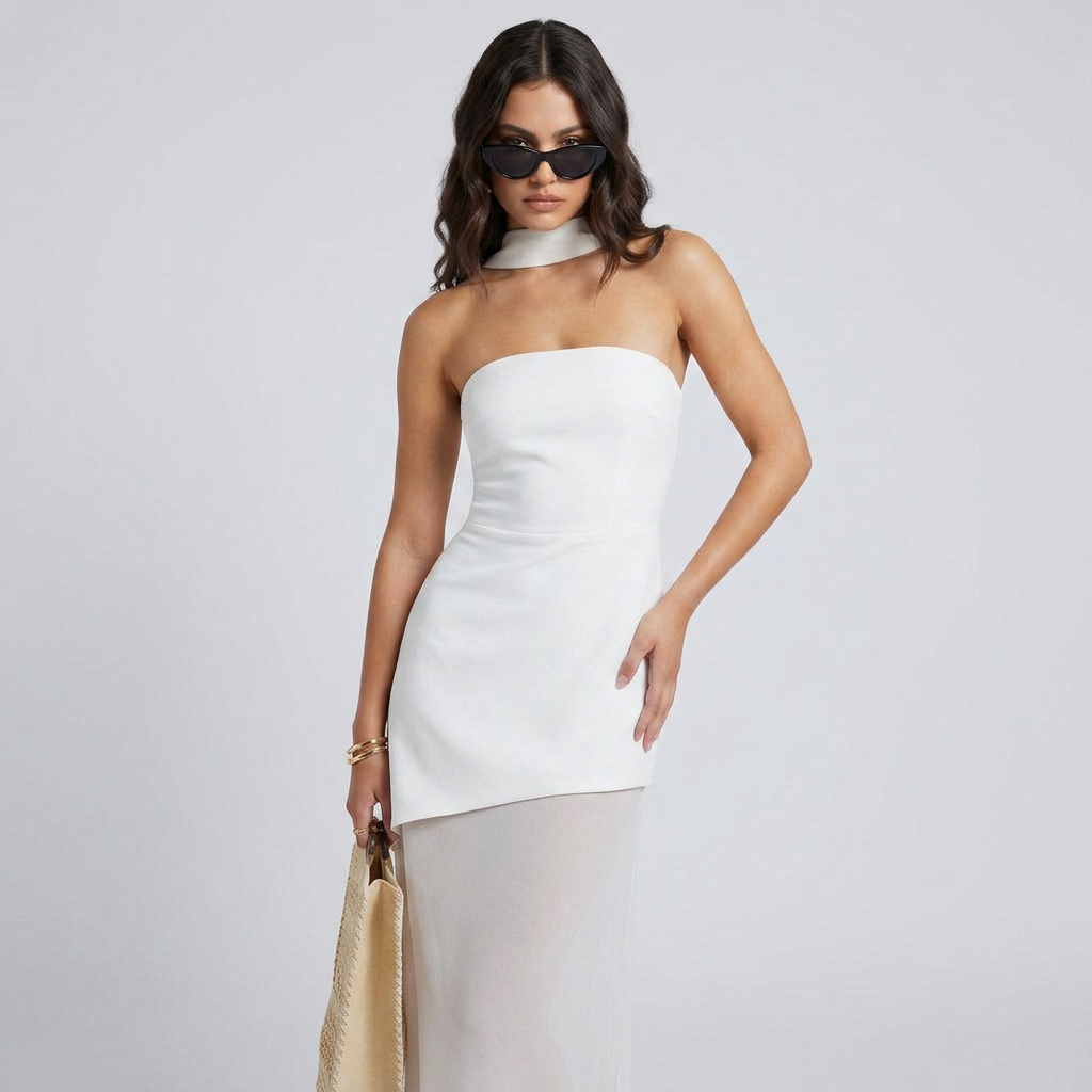 Kori Asymmetrical Layered Maxi Dress with Flowing Tiered Hem and Tailored Bodice