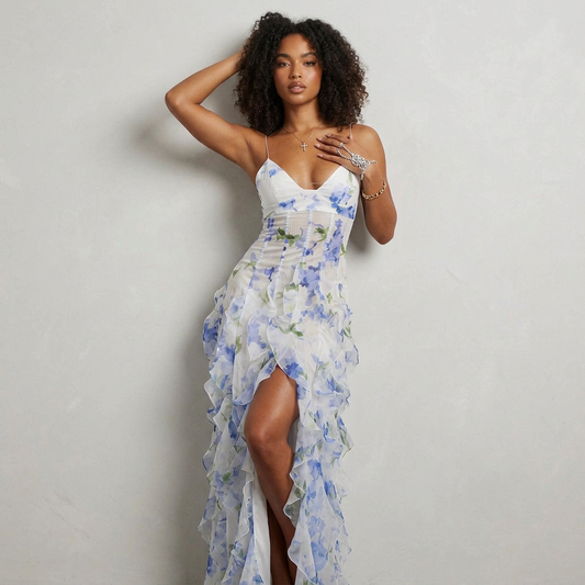 Emberly Floral Ruffle Sleeveless Maxi Dress