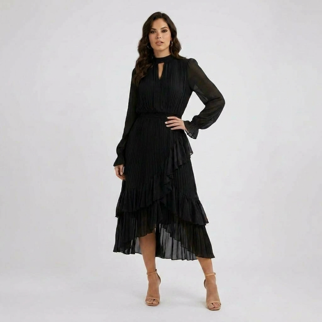Two-Piece Denim Top and Maxi Skirt Set