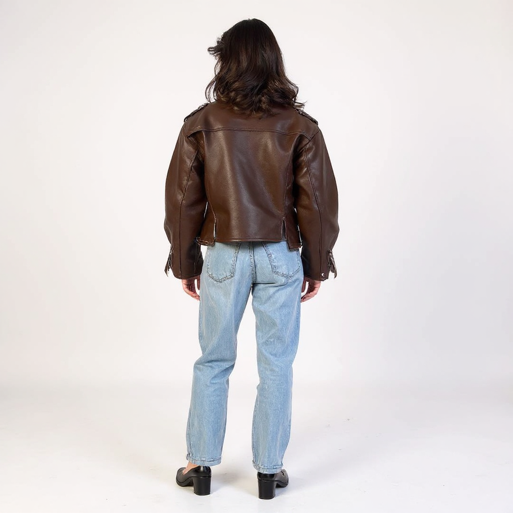 Fiona Women Oversized Faux Leather Cropped Jacket