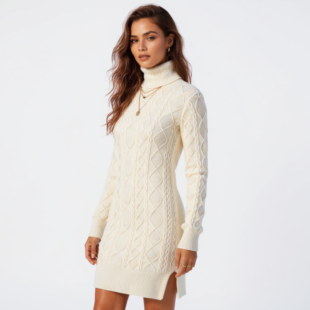 Ada Women Long Sleeve Round Neck Chunky Knit Sweater