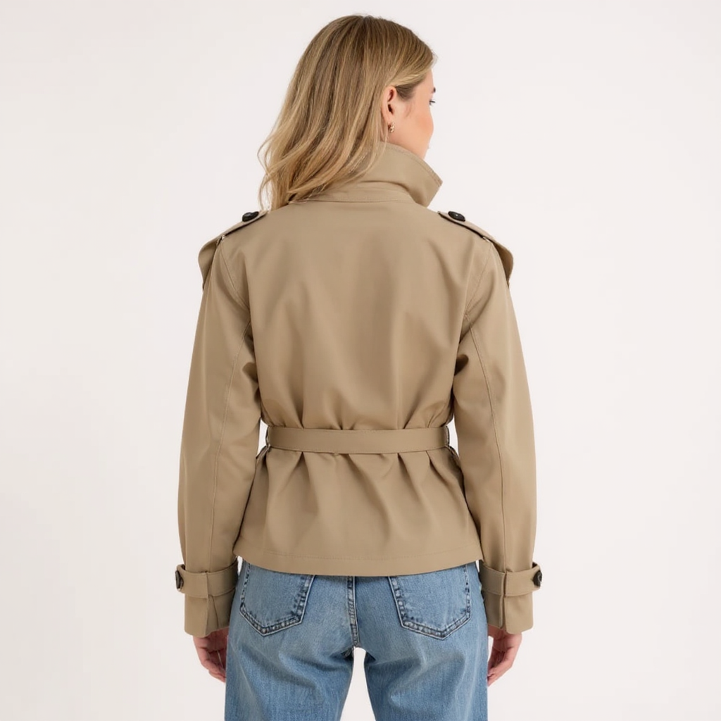 Ursula Women Double-Breasted Cropped Trench Jacket