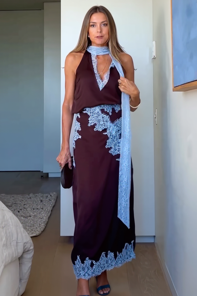 Gisela Strapless Twist-Front Crop Top and Maxi Skirt Set