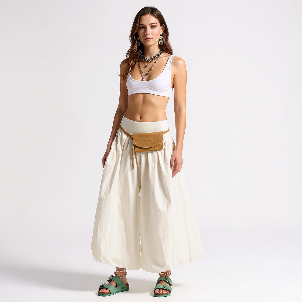 Fiona Women High-Waisted Satin Midi Skirt