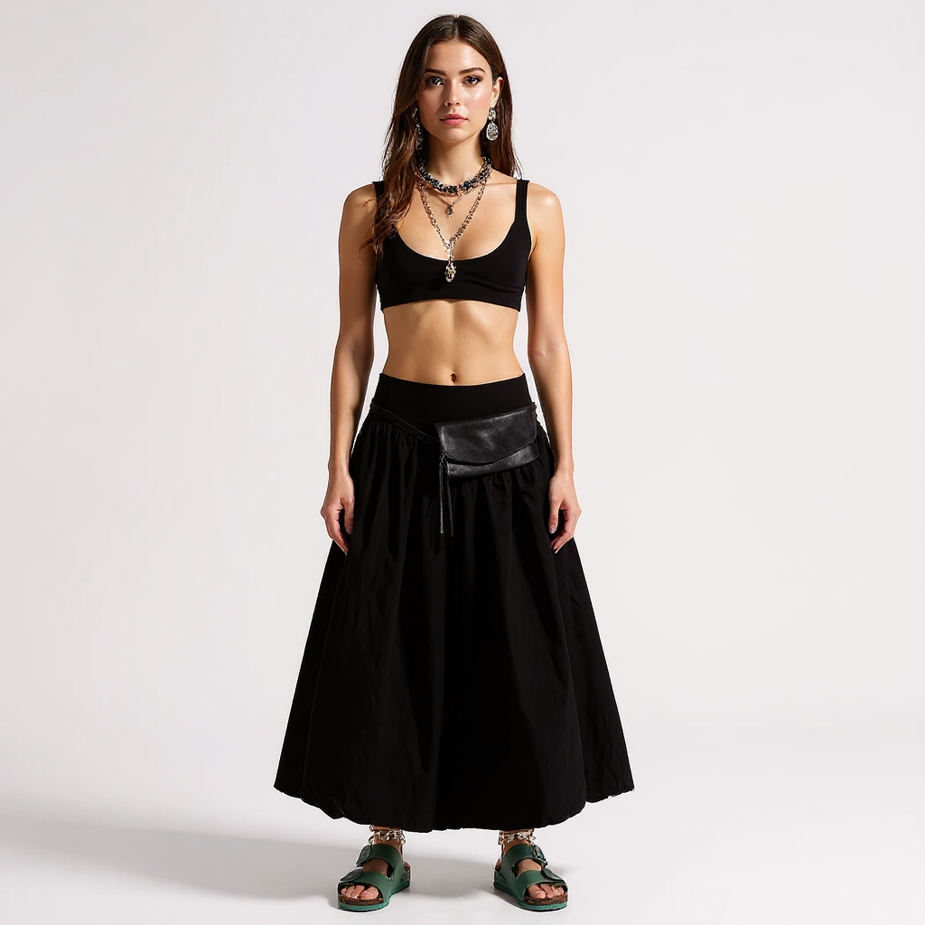 Fiona Women High-Waisted Satin Midi Skirt