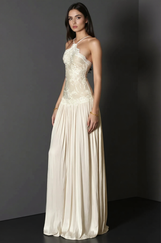Evelina Floral Print Satin Spaghetti Strap Bias Cut Maxi Dress