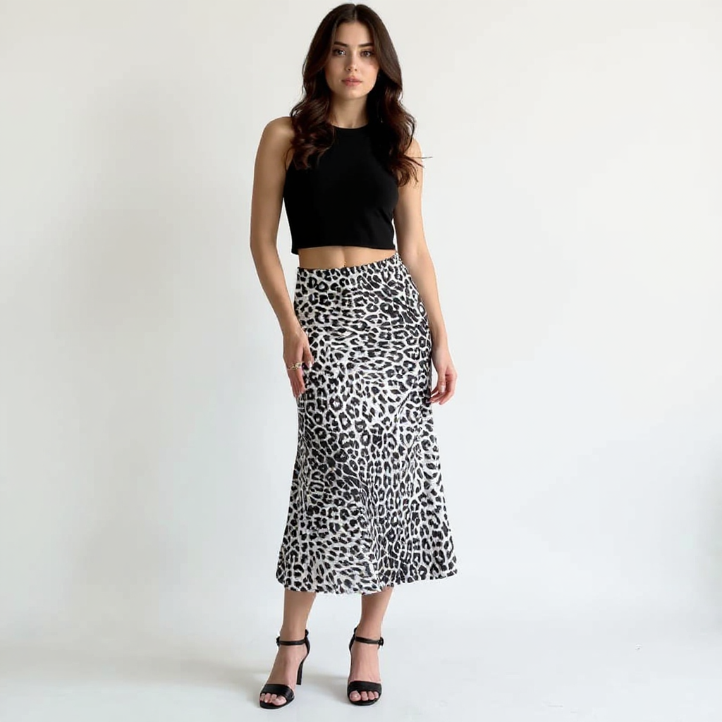 Helena Women High-Waisted Openwork Crochet Knit Midi Skirt