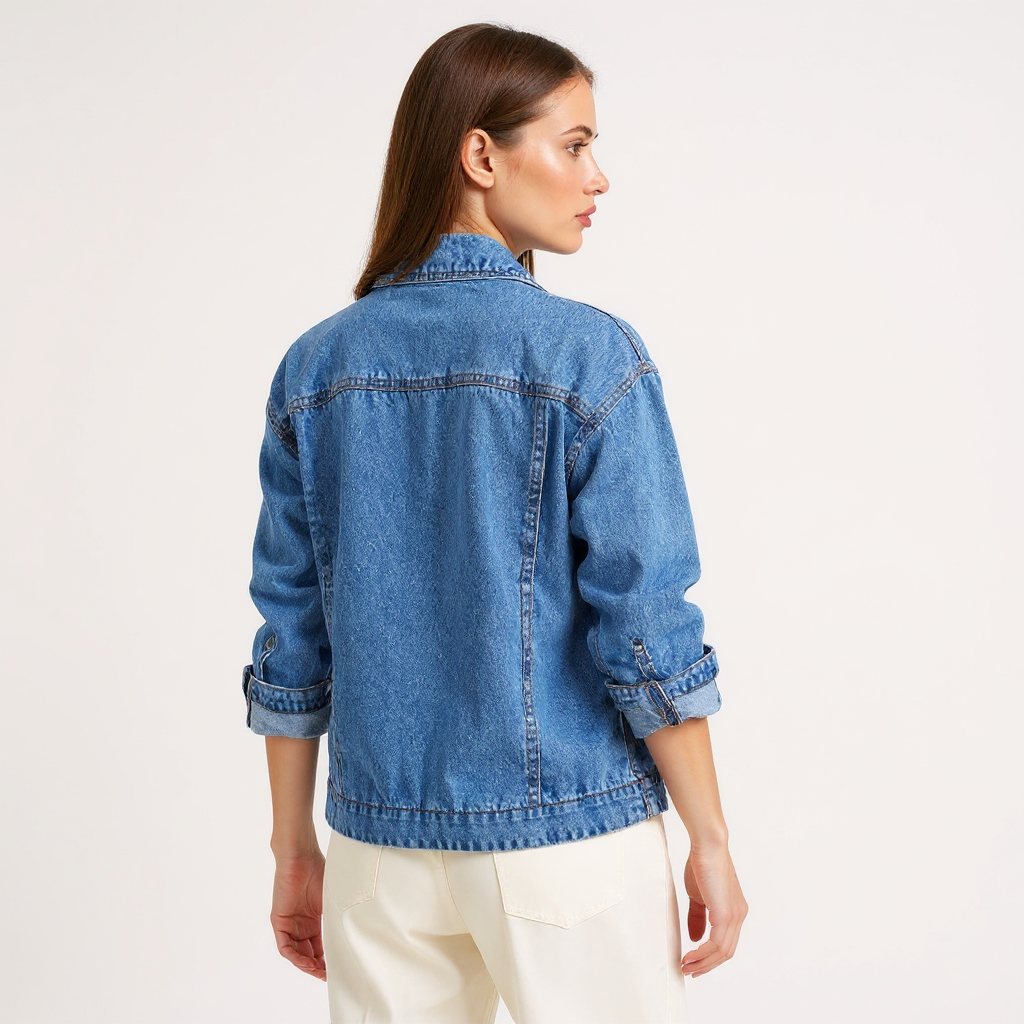 Ivy Women Oversized Washed Denim Shirt Jacket