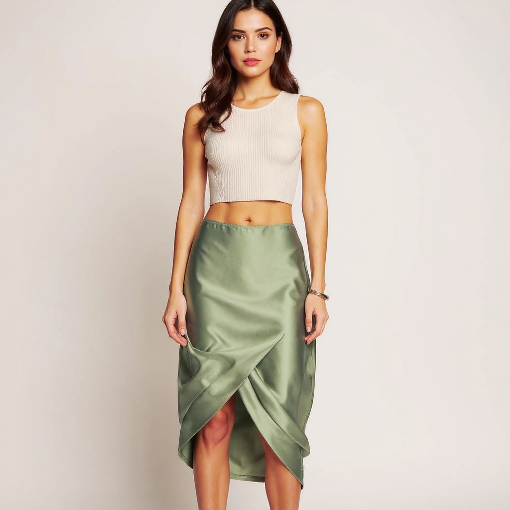 Fiona Women High-Waisted Openwork Knit Midi Skirt