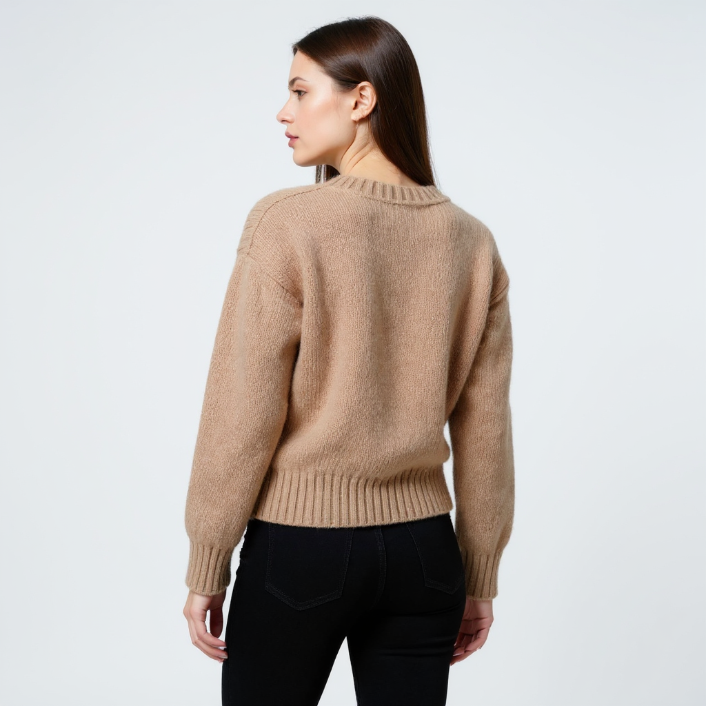 Kira Women Hooded Faux Fur Trim Zip-Up Knit Cardigan Jacket